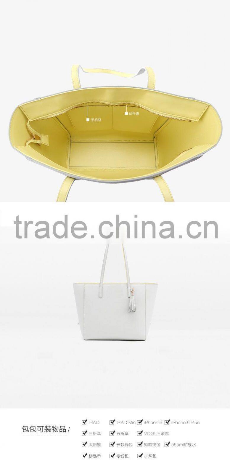 BSCI FACTORY PU SHOPPING YOUNG LADIES TOTE BAG