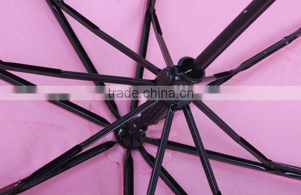 three folding Rain or shine red umbrella