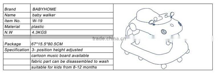 car shape height adjustable baby walker for training walk