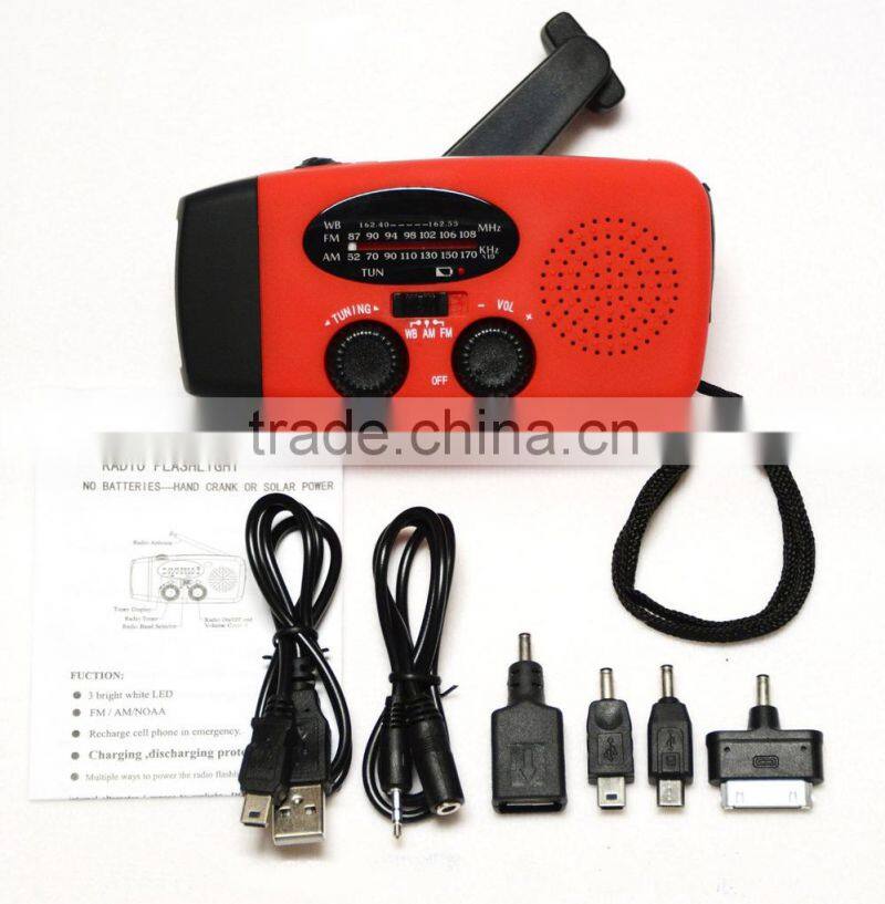 crank dynamo solar radio flashlight with charger