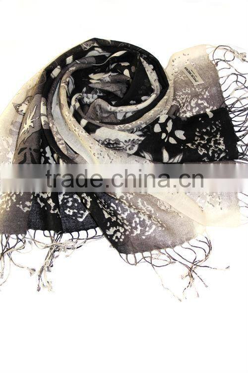 mercerized wool printed pashmina shawls