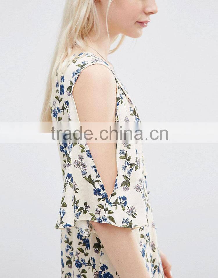 Wholesale clothing hot sale floral printed slim fit summer wear cool women playsuits 2016