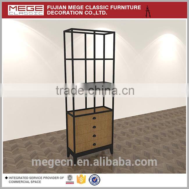 Garment shop wooden hanging decorative wall shelf for clothes