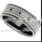 tungsten and ceramic ring with CZ stone