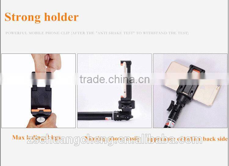 2016 new style aluminum tube selfie stick the best choice for gift monopod with bluetooth built in