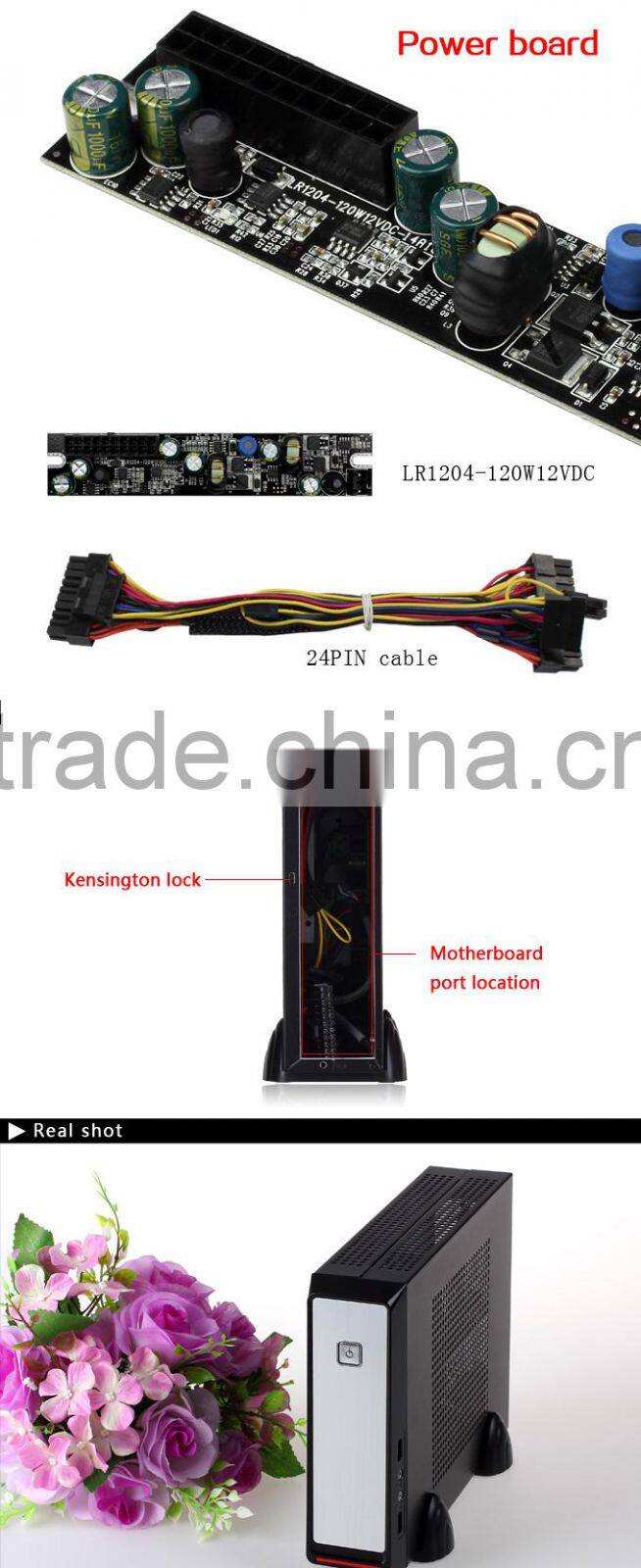 REALAN New Thin Mini ITX Custom Gaming HTPC Computer Case E-2019 with Power Supply (SGCC 0.8mm, 2.5'HDD) OEM