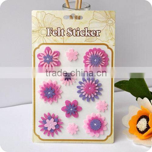 adhesive felt sticker, 3d sticker , handmade felt sticker, scrapbooking sticker, layered sticker , flower felt sticker