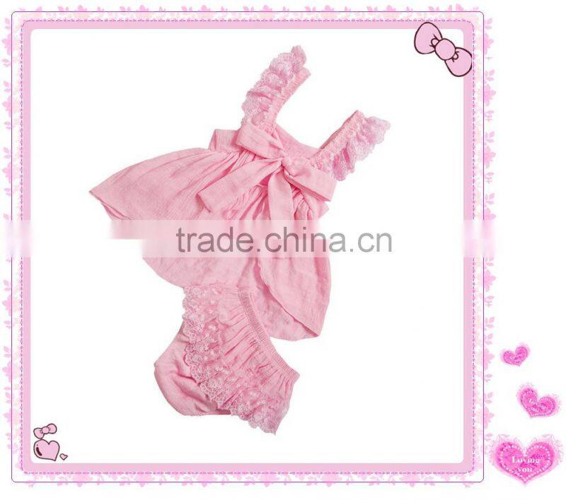 2016 new design Princess baby girls swing top set,children clohting set with lace shoulder straps,kids summer wear swing outfit