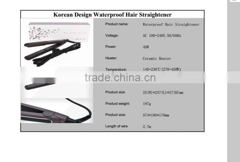 Electric Waterproof Mutil Function 2 In 1 Hair Curling Flat Iron