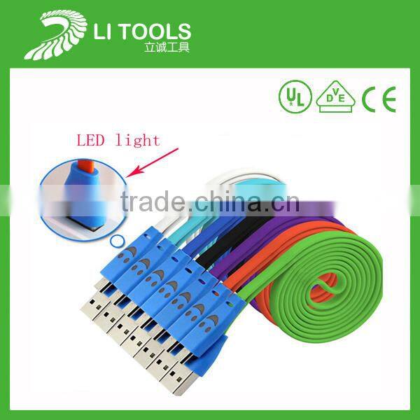 high quality low profile colorful micro Light LED Micro USB Cable For Android Data Cable