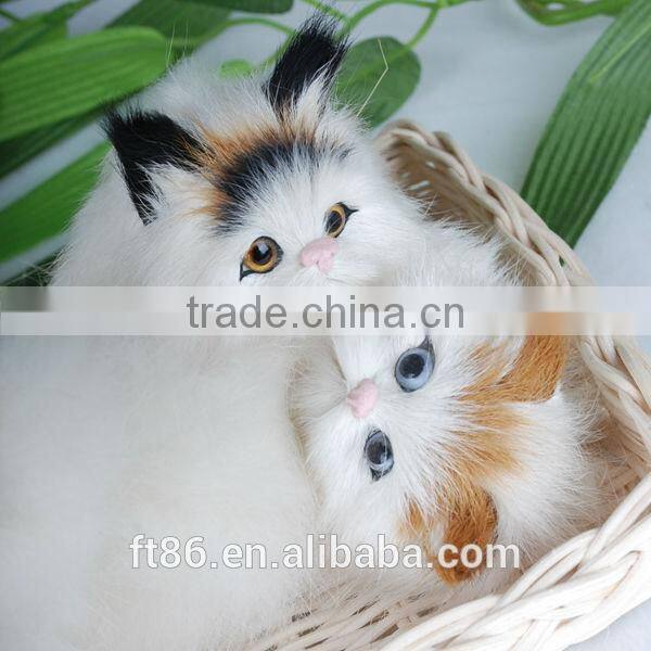Two cute kittens Children's toys animal model fur animals animated Pointed ears cat