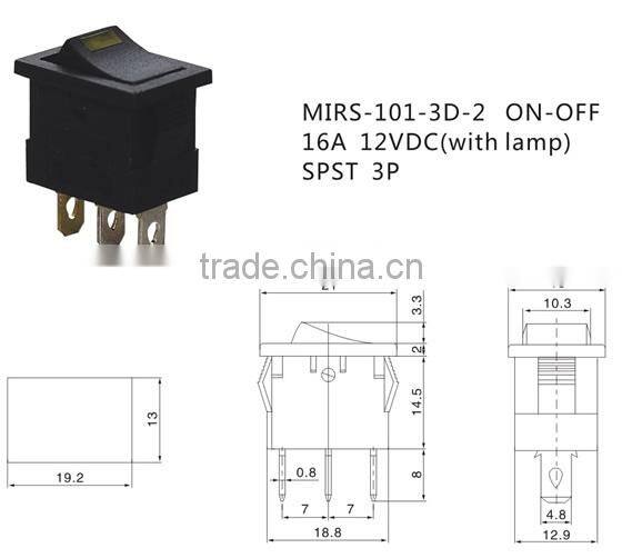 MIRS-101-3D-2 SPST 3P 12VDC ON-OFF Automotive Switches
