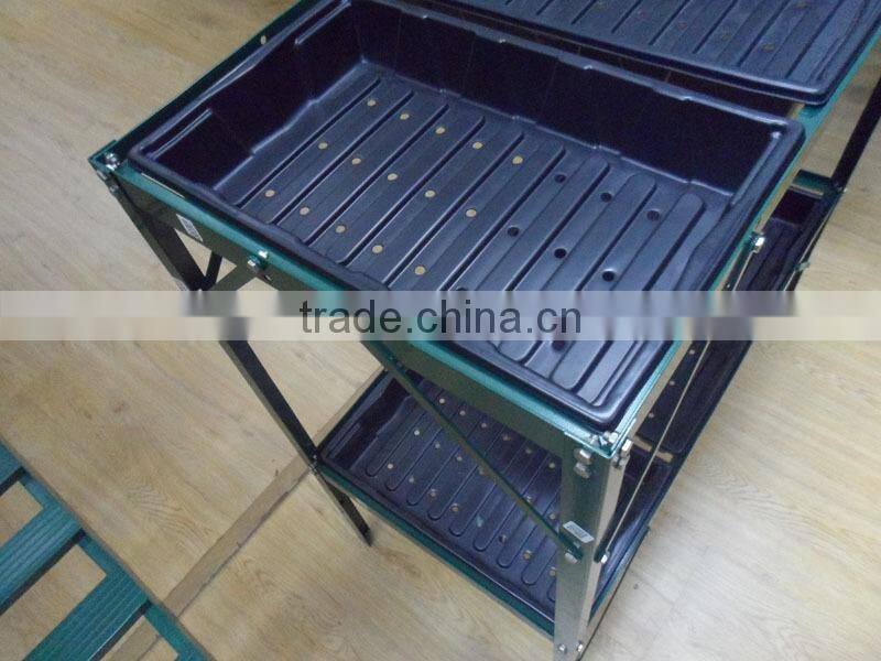 Free standing 2 layers aluminum greenhouse shelving, individual stands HX56212 series