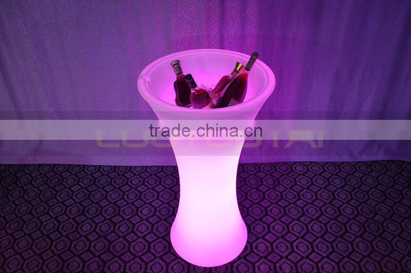 High-grade floor stand LED lighting PE ice bucket/wine cooler/flower port /wine holder/bar ice bucket LTT-CF17