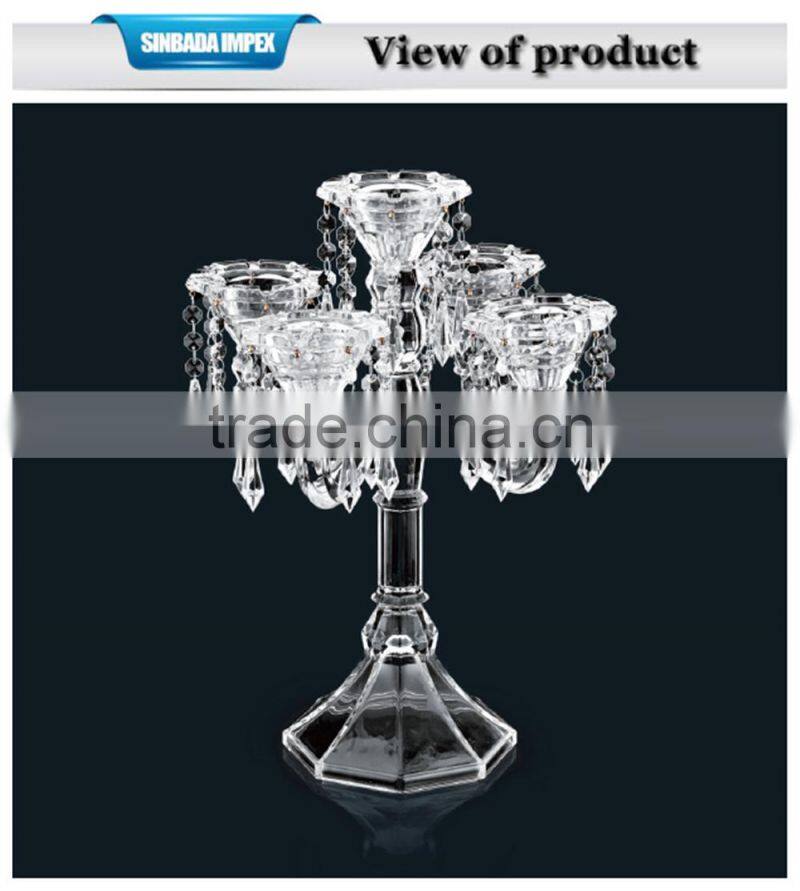 Lead-free crystal wholesale glass cheap tall candelabras centerpieces for sale