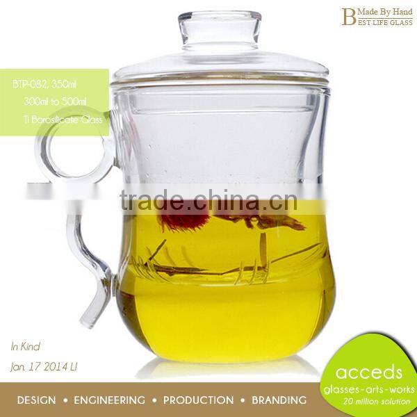 2014 Unique New Design Borosilicate 450Ml Glass Teapot