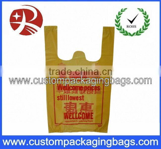 Light yellow with printing red LOGO T-shirt biodased shopping bag