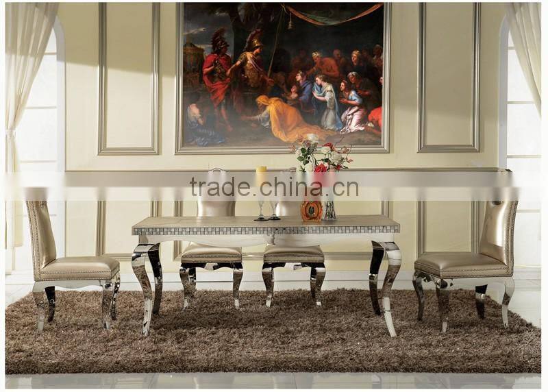 Unique design modern stylish rectangular dinning table with stainless steel leg AH105
