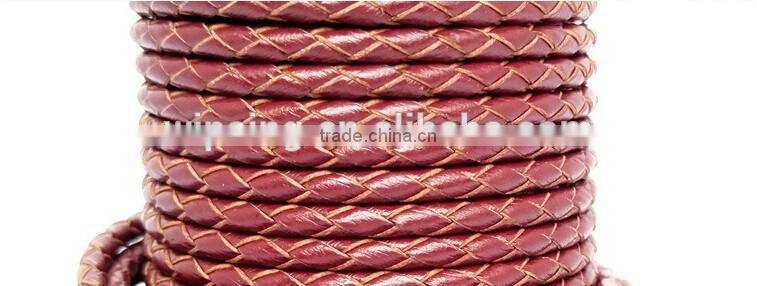 colorful real leather handmade weave lanyard / round leather rope