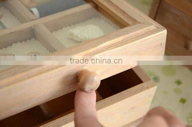 Portable multiple gird sewing wooden box