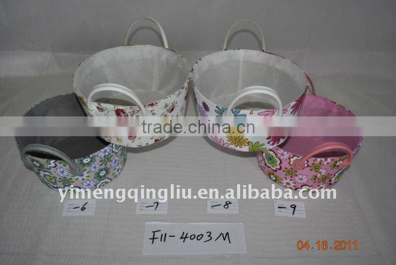 set/3 handmade fabric woven box with ears