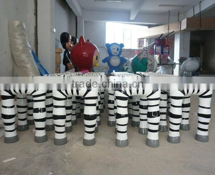 Outdoor fiberglass zebra stool