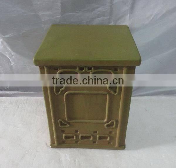 Garden fiberglass clay antique square stool