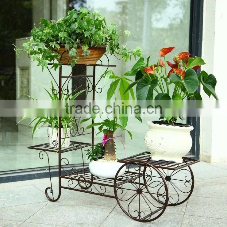 2016 custom rural style wrought iron flower pot stand