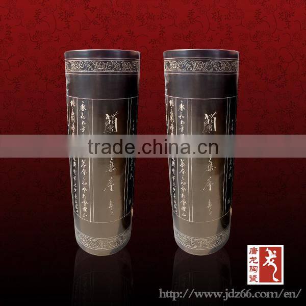 Large lucky China vase matte black ceramic vase for garden decoration