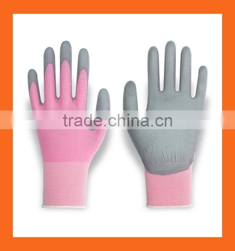 18 Gauge Ultra Lite Black Polyurethane Coated Gloves,Blue Nylon Working PU Gloves,Safety PU Palm Fit Gloves