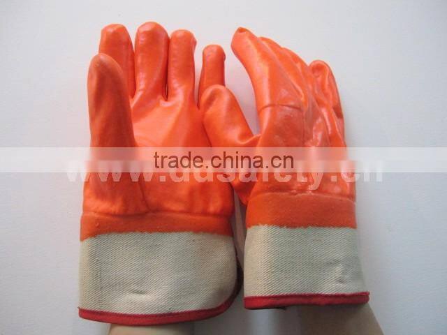 DDSAFETY Hot Sale Orange PVC Coated Gloves With Safety Cuff
