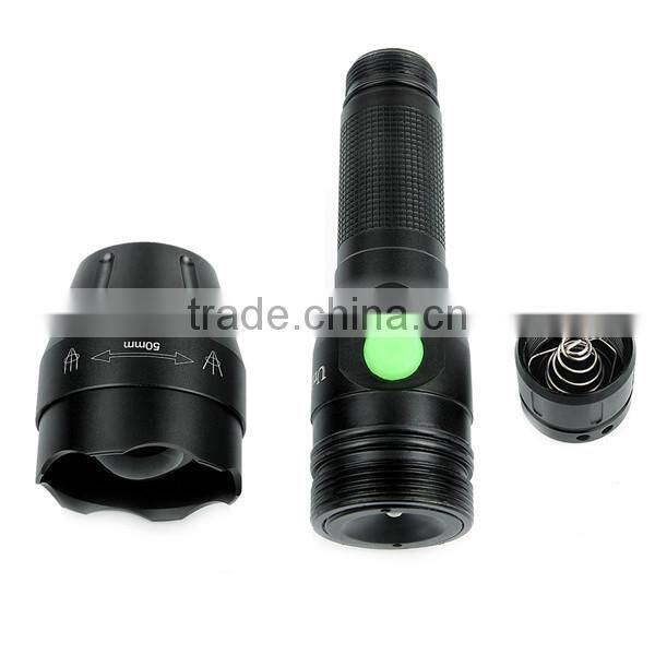 Uniquefire 1603 zoom function rechargeable USB tactical flashlight