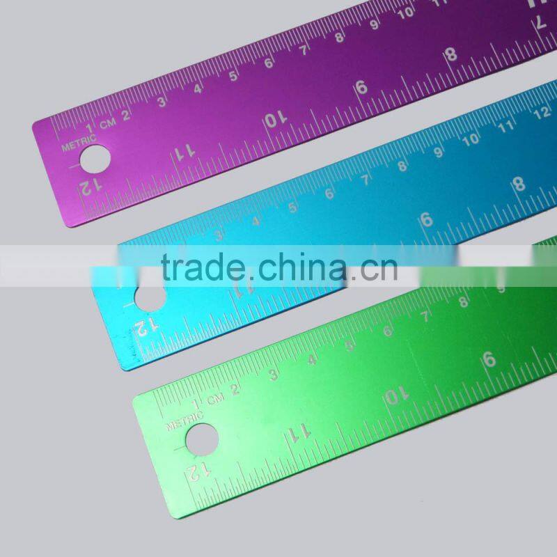 High quality colorful office 30cm aluminium metallic ruler