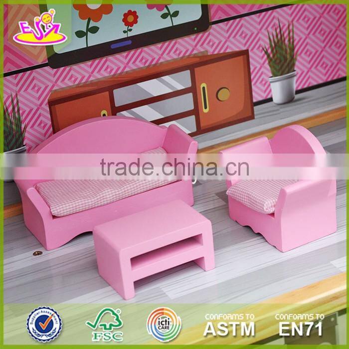2017 New design kid wooden doll house kits lovely wooden girls doll house kits W06A218