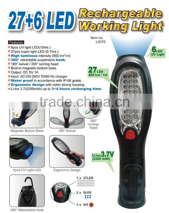 27+6 LED Rechargeable Working Light