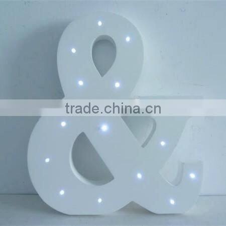 Lovely painted letters & shape white wooden LED lighted crafts
