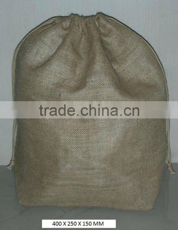 PP laminated natural jute bag with drawstring