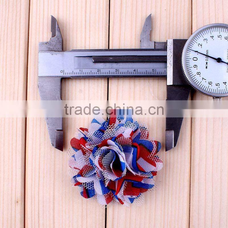 fabric and mesh flower clip for kids hair accessories