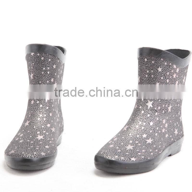 Fabric rain boots with flower fabric upper
