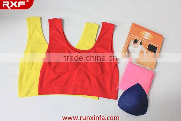 Cheap women seamless sports bra with removable pad