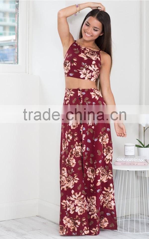 Latest formal skirt and blouse patterns for ladies 2017 summer beach fashion two piece sets