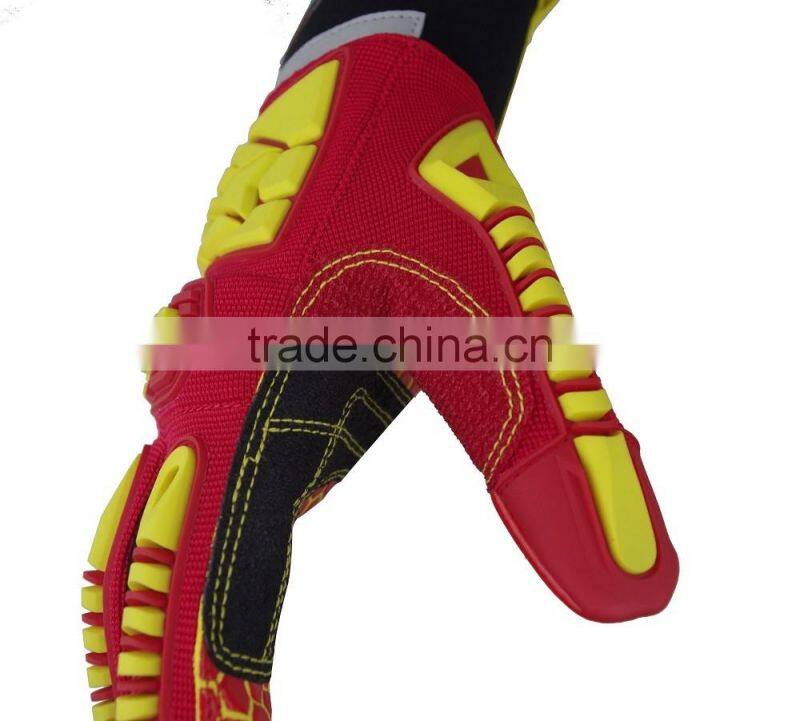 CE 3541 cut 5 silicone printed super grip rigger working gloves high impact protection rigging,high cut resistant safety gloves