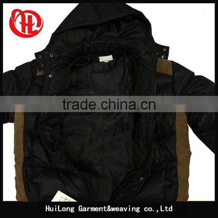 botton zipper up winter padded jacket men coat with hoody