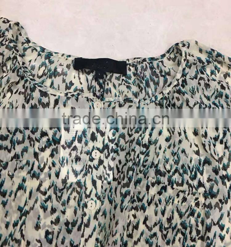 2017 latest fashionable ladies leopard print chiffion blouse