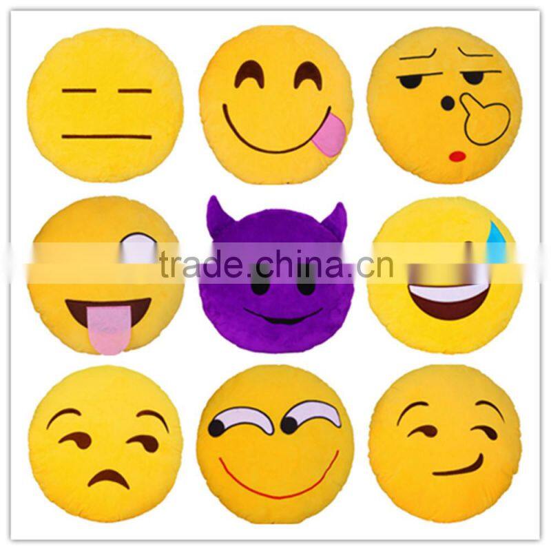 Promotional custom plush pillow, plush whatsapp emoji pillows,throw pillow