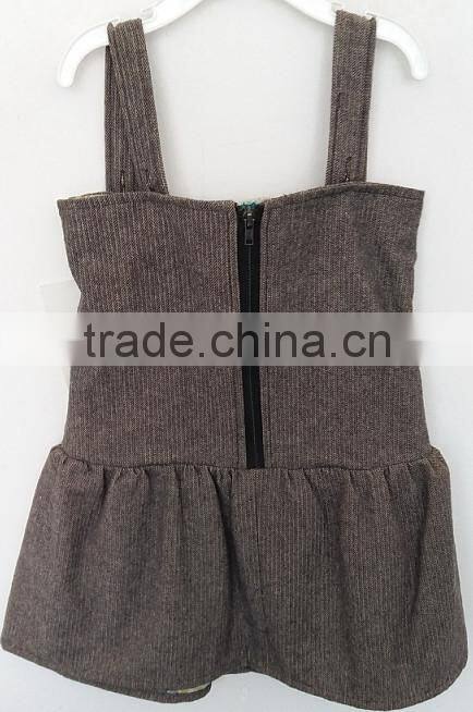 cool baby girls coffee color leisure woven printed lining dress for Autumn