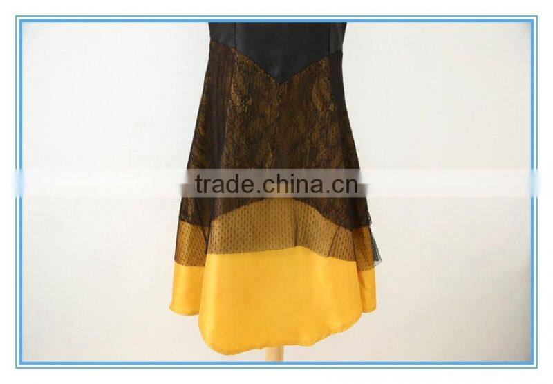 High Quality Lace Stitching Contrast Color Neck Collar Design Of Ladies Suits