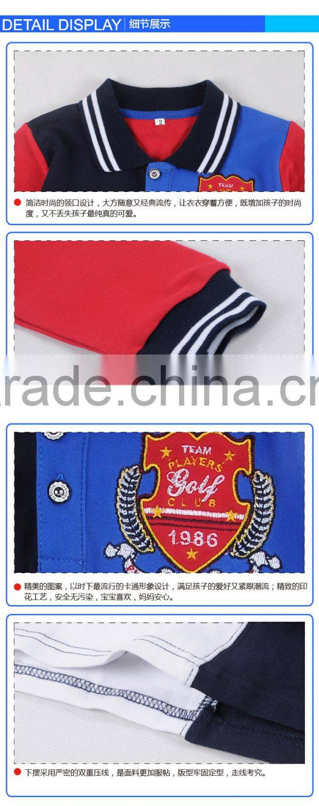 Guangzhou Factory Children Boys Long Sleeved Polo Shirt Wholesale Kid Tops Tees Uniforms