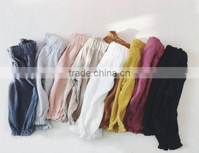 Wholesale Harem Pants Linen Fabric Boutique Kids Clothing Children Clothes