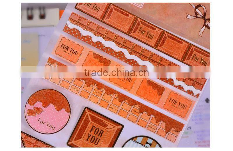 Adhesive sticker custom fiber paper decorative sticker gold stamp DIY sticker